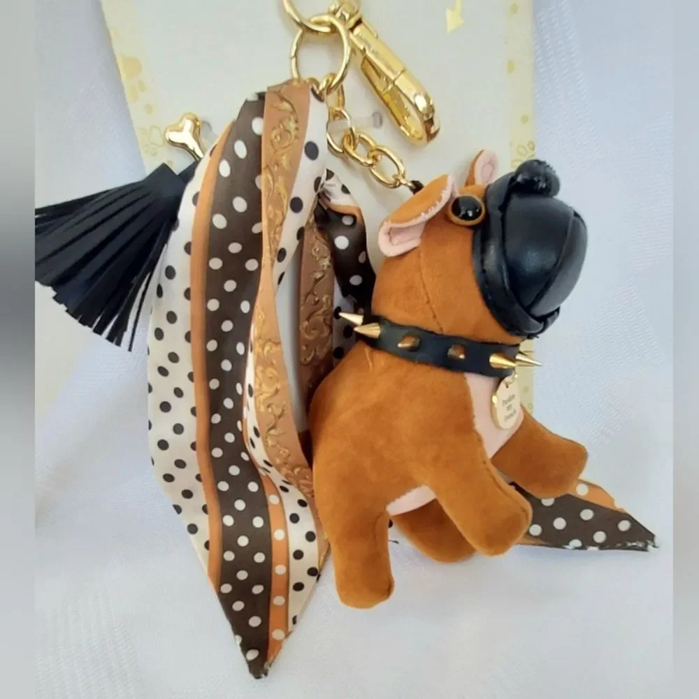 Piper K French Bull Dog Bag Charm Keychain NWT